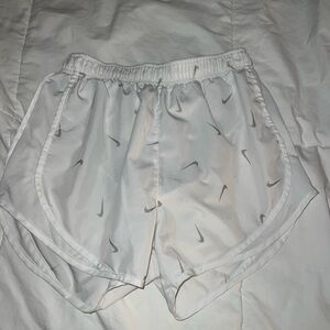 Nike White and Gray Logo Shorts